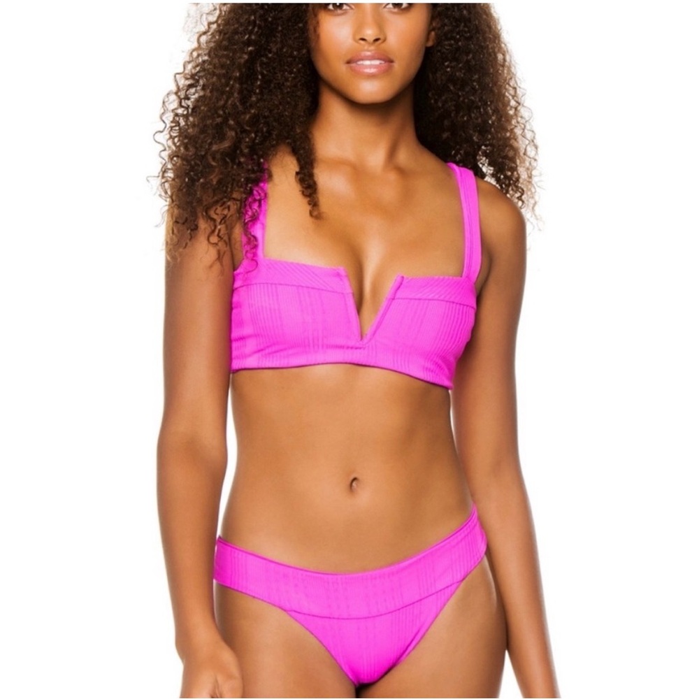L Space Vibrant Pink Women's Bikini Set (Pointelle Lee Lee Ribbed Set)